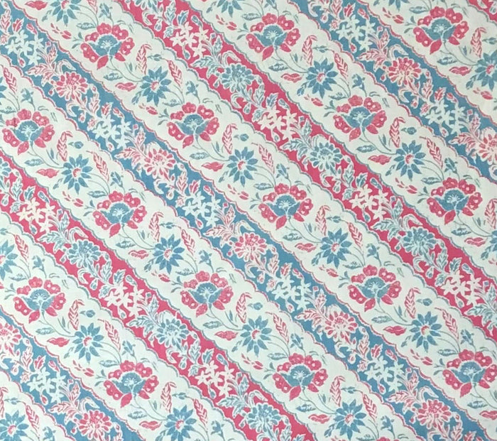 China Seas Fabric: Lim Diagonal - Custom Vapor / Magenta on Tan 100% Belgian Linen detail