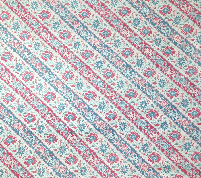 China Seas Fabric: Lim Diagonal - Custom Vapor / Magenta on Tan 100% Belgian Linen