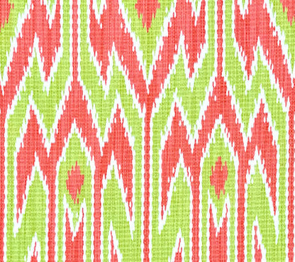 China Seas Fabric: Lucaya Ikat - Custom Orange / Green on Lightly-Tinted Linen / Cotton (Imported from Italy)