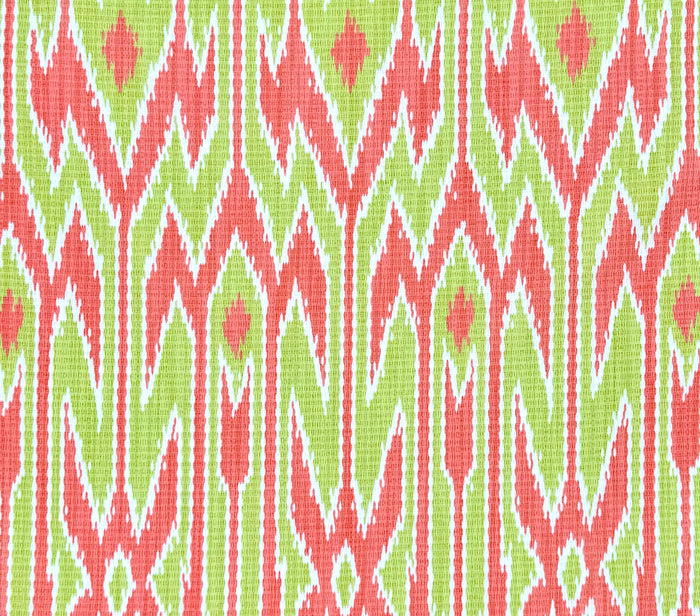 China Seas Fabric: Lucaya Ikat - Custom Orange / Green on Lightly-Tinted Linen / Cotton (Imported from Italy)