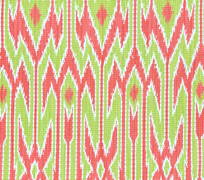 China Seas Fabric: Lucaya Ikat - Custom Orange / Green on Lightly-Tinted Linen / Cotton (Imported from Italy)