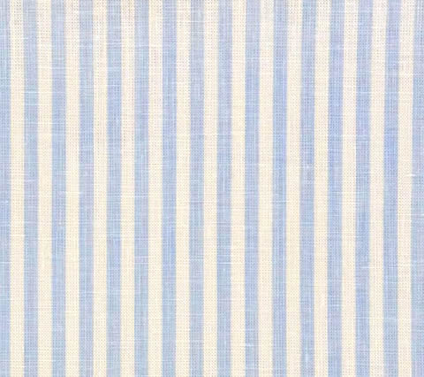 China Seas Fabric: Lulu Stripe -  Custom Sky Blue on White 100% Linen
