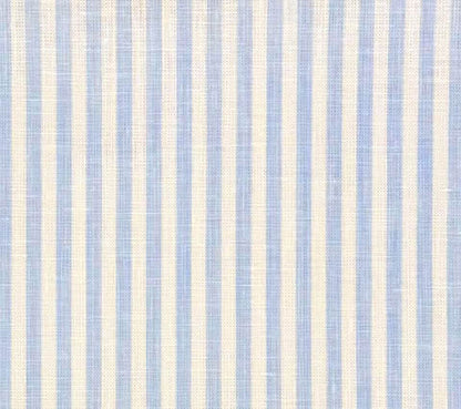 China Seas Fabric: Lulu Stripe -  Custom Sky Blue on White 100% Linen