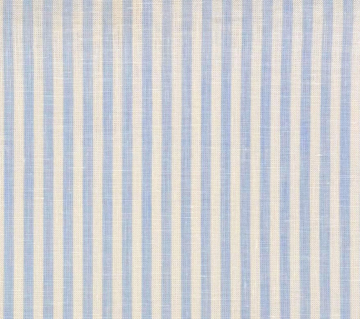 China Seas Fabric: Lulu Stripe -  Custom Sky Blue on White 100% Linen