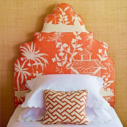China Seas Fabric: Lyford Background - Custom Turquoise on White 100% Linen