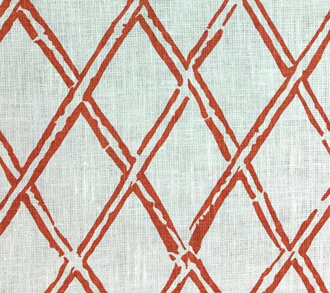 China Seas Fabric: Lyford Diamond Bamboo - Custom New Shrimp on Oyster 100% Belgian Linen