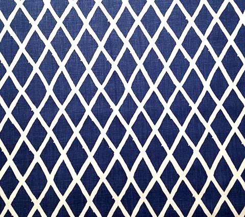 China Seas Fabric: Lyford Diamond Blotch - Custom Navy on White 100% Linen