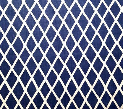 China Seas Fabric: Lyford Diamond Blotch - Custom Navy on White 100% Linen