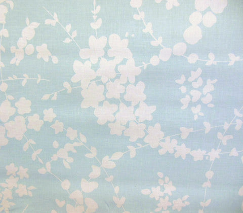 China Seas Fabric: Lysette Reverse - Custom Pale Aqua on White 100% Linen