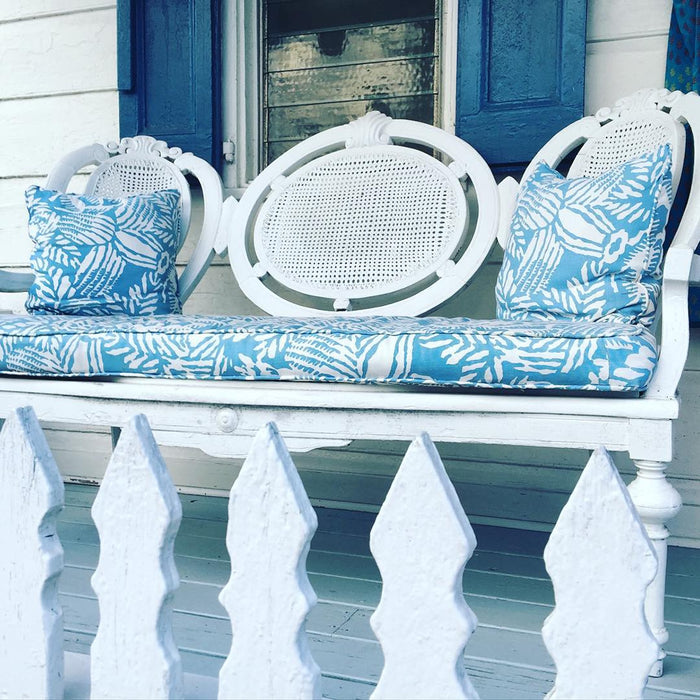 China Seas Fabric: Macambo - Custom Royal Blue on White Belgian Linen / Cotton