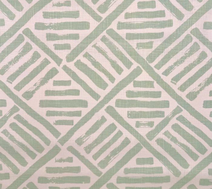 China Seas Fabric: Macoco II - Custom Aqua on White 100% Linen
