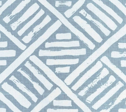 China Seas Fabric: Macoco Reverse - Custom Bali Blue on White 100% Linen