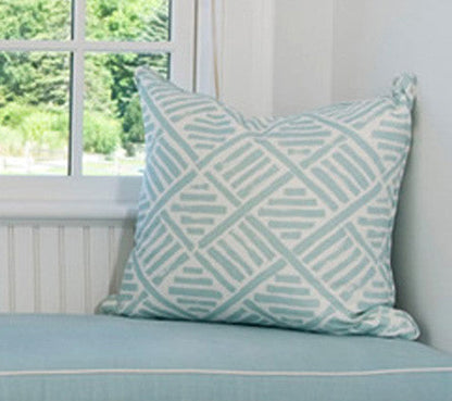 China Seas Fabric: Macoco Reverse - Custom Bali Blue on White 100% Linen