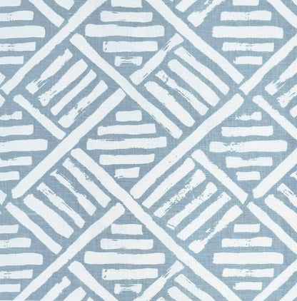 China Seas Fabric: Macoco Reverse - Custom Bali Blue on White 100% Linen