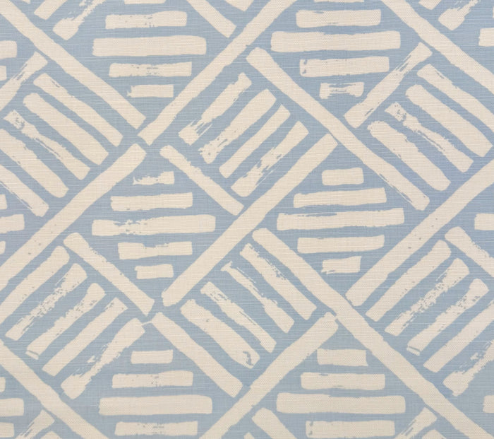 China Seas Fabric: Macoco Reverse - Custom Cloud on White Belgian Linen / Cotton