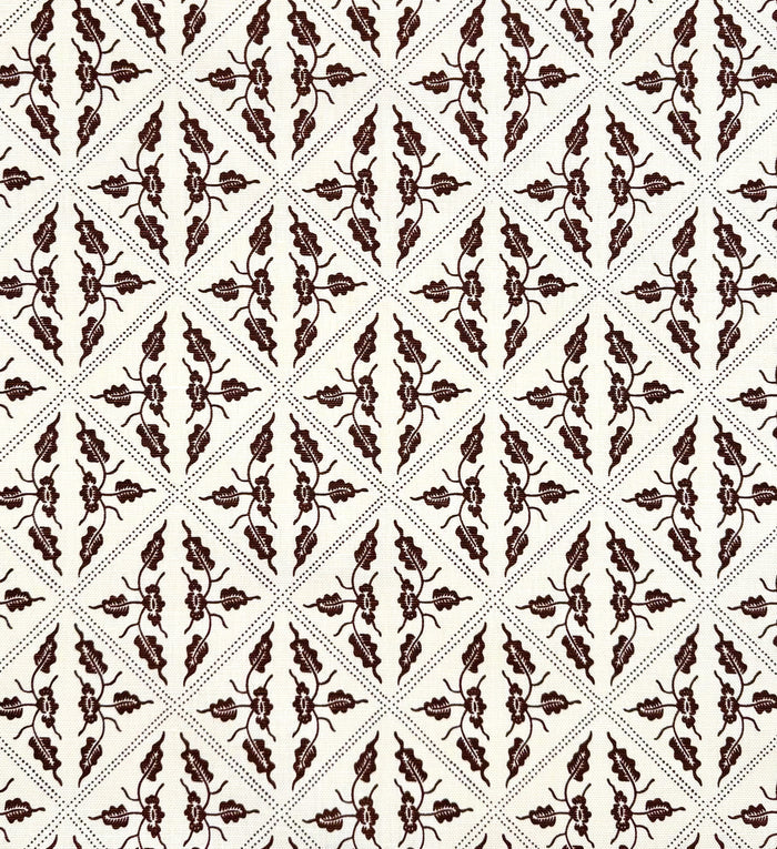China Seas Fabric: Malay Diamond Grande - Custom Choco Brown on Tinted Belgian Linen / Cotton