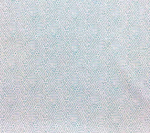 China Seas Fabric: Maze - Custom Turquoise on Tinted 100% Belgian Linen
