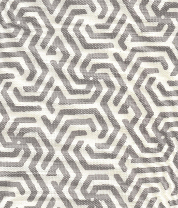 China Seas Fabric: Maze Reverse One Color - Custom Grey on Tinted Belgian Linen / Cotton