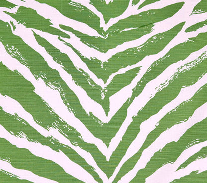 China Seas Fabric: Nairobi - Custom Leaf Green on White Belgian Linen / Cotton