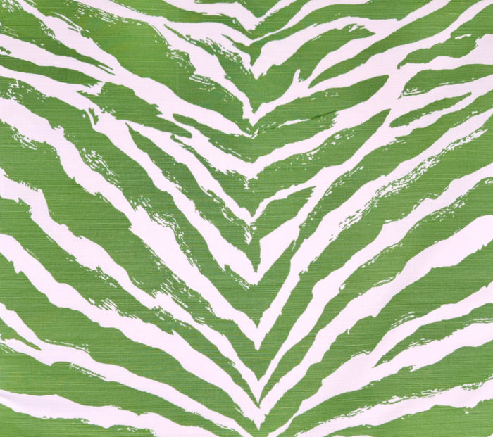 China Seas Fabric: Nairobi - Custom Leaf Green on White Belgian Linen / Cotton