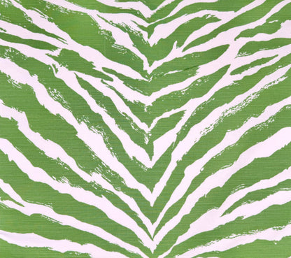 China Seas Fabric: Nairobi - Custom Leaf Green on White Belgian Linen / Cotton