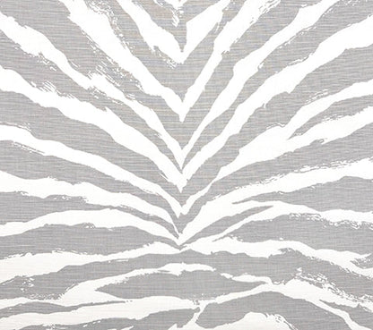 China Seas Fabric: Nairobi - Custom Medium Gray on White Belgian Linen / Cotton