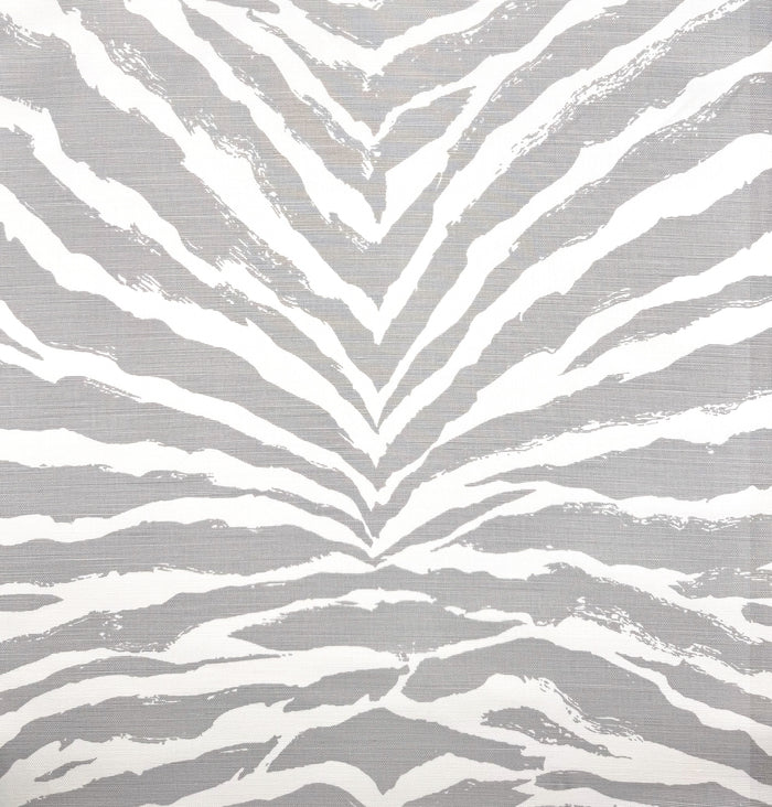 China Seas Fabric: Nairobi - Custom Medium Gray on White Belgian Linen / Cotton