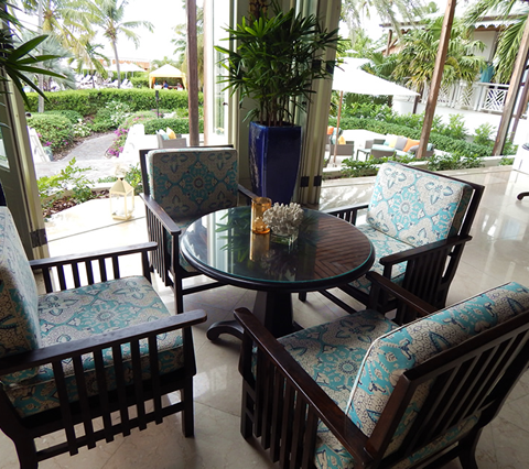China Seas Fabric: New Batik - Custom Turquoise / New Navy on Tinted Belgian Linen / Cotton