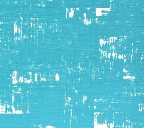 China Seas Fabric: New Shadows - Custom New Turquoise on White Belgian Linen / Cotton