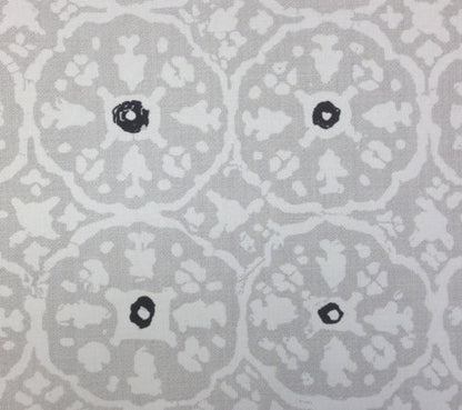 China Seas Fabric: Nitik Grande - Custom Gray / Black on White Belgian Linen / Cotton