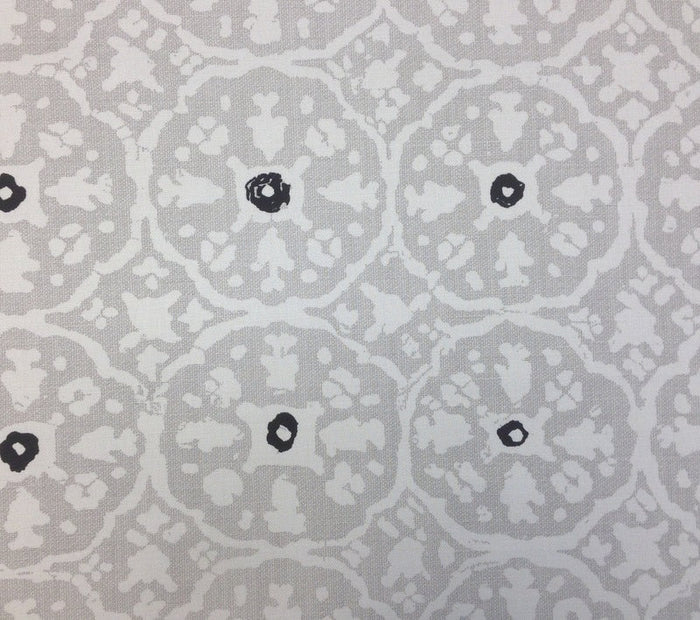 China Seas Fabric: Nitik Grande - Custom Gray / Black on White Belgian Linen / Cotton