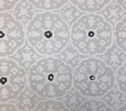 China Seas Fabric: Nitik Grande - Custom Gray / Black on White Belgian Linen / Cotton