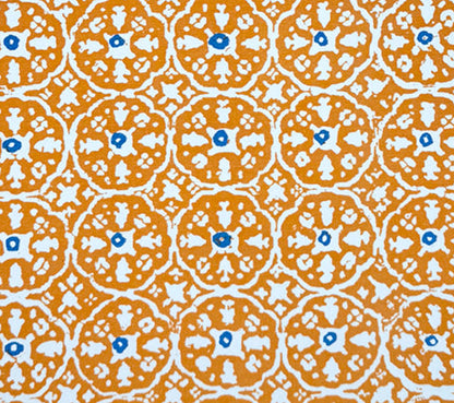 China Seas Fabric: Nitik II - Custom Apricot / Bali Blue on White Suncloth (OUTDOOR)