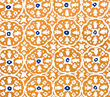 China Seas Fabric: Nitik II - Custom Apricot / Bali Blue on White Suncloth (OUTDOOR)