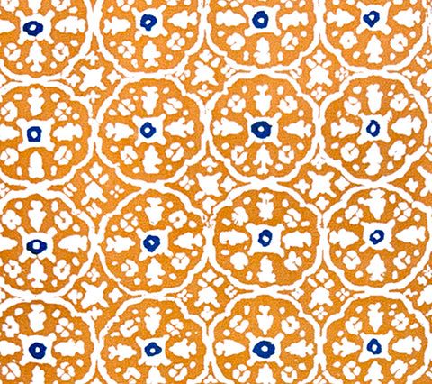 China Seas Fabric: Nitik II - Custom Apricot / Bali Blue on White Suncloth (OUTDOOR)