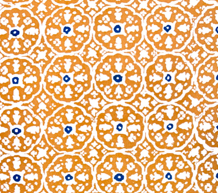 China Seas Fabric: Nitik II - Custom Apricot / Bali Blue on White Suncloth (OUTDOOR)