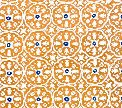 China Seas Fabric: Nitik II - Custom Apricot / Bali Blue on White Suncloth (OUTDOOR)