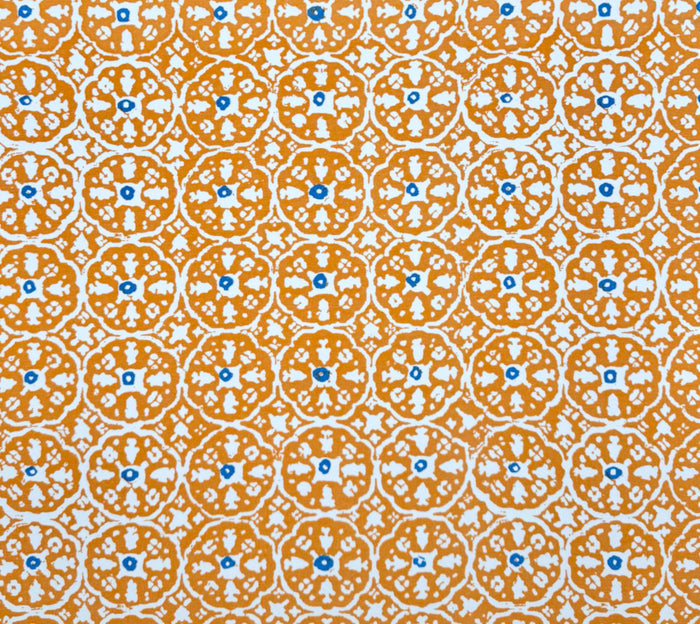 China Seas Fabric: Nitik II - Custom Apricot / Bali Blue on White Suncloth (OUTDOOR)