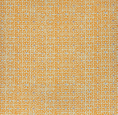China Seas Fabric: Nitik II - Custom Mango / Shrimp on Tinted Belgian Linen / Cotton