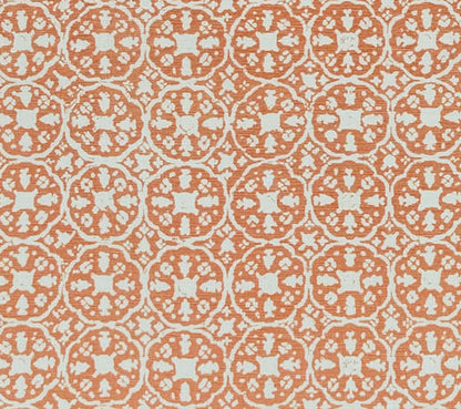 China Seas Fabric: Nitik II - Custom Terracotta on Tinted Belgian Linen / Cotton