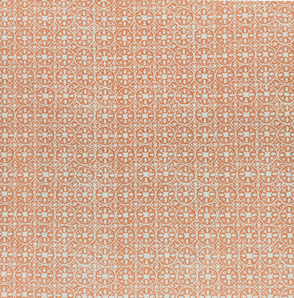 China Seas Fabric: Nitik II - Custom Terracotta on Tinted Belgian Linen / Cotton