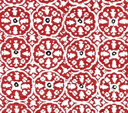China Seas Fabric: Nitik II -Custom Azalea / Plum on White Belgian Linen / Cotton