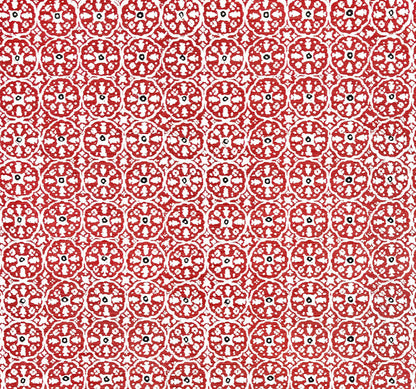 China Seas Fabric: Nitik II -Custom Azalea / Plum on White Belgian Linen / Cotton