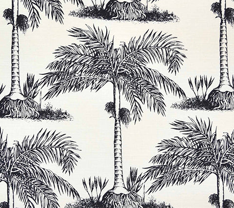 China Seas Fabric: Palmerie - Custom Black on Tinted Belgian Linen / Cotton