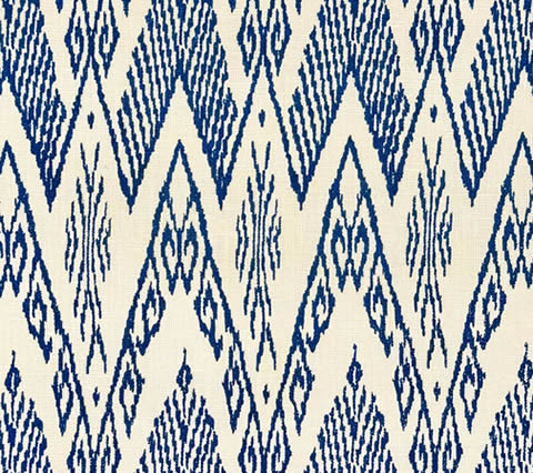 China Seas Fabric: Raffles - Custom New Navy on Tan 100% Linen