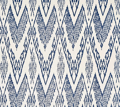 China Seas Fabric: Raffles - Custom New Navy on Tinted Belgian Linen / Cotton