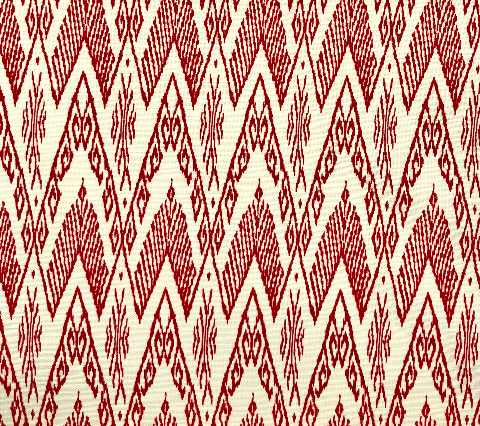 China Seas Fabric: Raffles - Custom Red on Tinted Belgian Linen / Cotton
