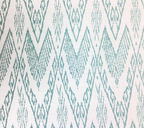 China Seas Fabric: Raffles - Custom Turquoise on Tinted Belgian Linen / Cotton
