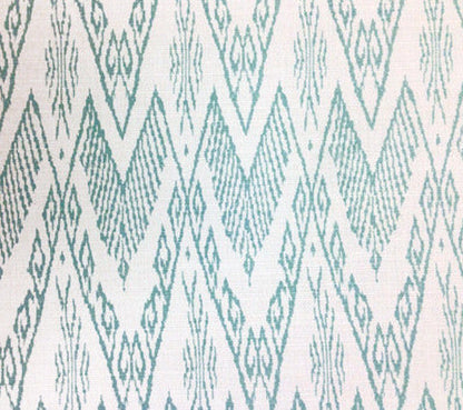 China Seas Fabric: Raffles - Custom Turquoise on Tinted Belgian Linen / Cotton