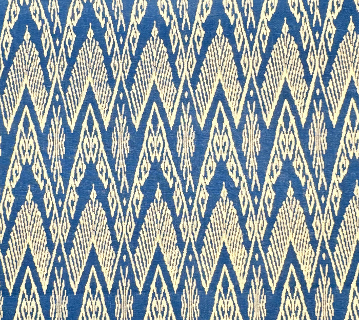 China Seas Fabric: Raffles Reverse - Custom New Navy on Tan Belgian Linen / Cotton